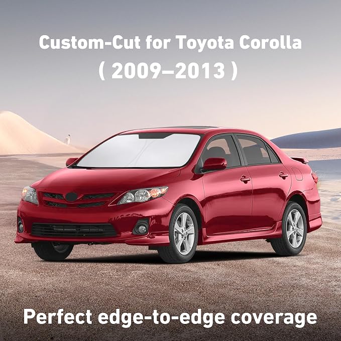 EcoNour Windshield Sunshade Compatible for Toyota Corolla 2009-2011 2012 2013 LE, XLE, S, XRS Sun Visor for Front Windshield & Window Sun Shade Cover, UV Heat Blocker & Protector, Car Accessories
