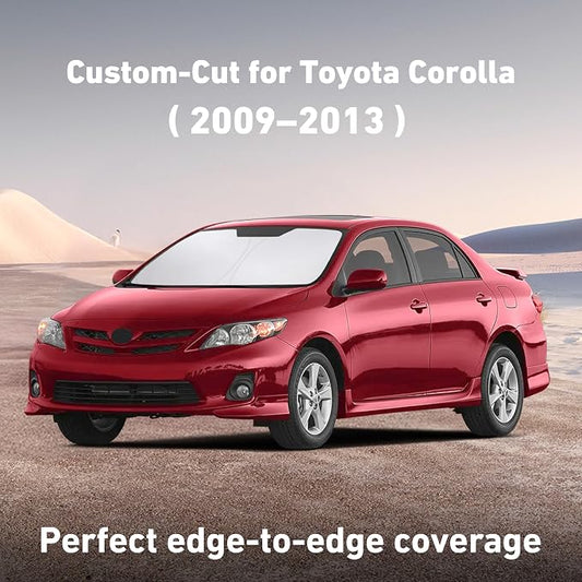 EcoNour Windshield Sunshade Compatible for Toyota Corolla 2009-2011 2012 2013 LE, XLE, S, XRS Sun Visor for Front Windshield & Window Sun Shade Cover, UV Heat Blocker & Protector, Car Accessories