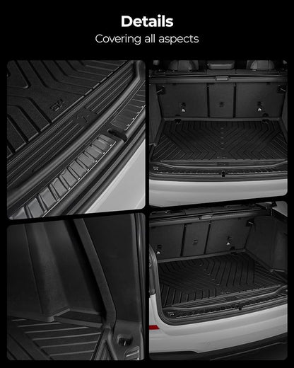 3W BMW X5 Cargo Liner 2019-2024 2025 2026 All Weather TPE Trunk Mats Custom Fit Heavy Duty(Not for Hybrid and with Side Netting Kit)