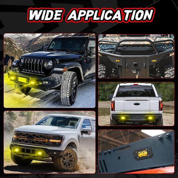 Flush Mount Pod Lights Yellow, Auto Power Plus 2PCS 40W LED Driving Lights Amber LED Pods Off Road Lights Bumper Fog Lights Flush LED Light Bar Backup Light Cube for Truck Pickup ATV UTV Boat 4x4