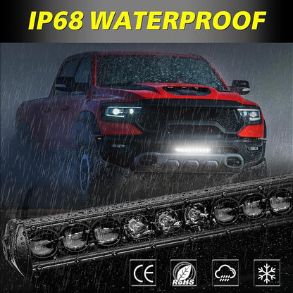 12 Inch Single Row Light Bar Kit 63W OSRAM LED | Slim LED Light Bar w/ Wiring Harness Black Cover Combo Off Road Driving Bumper Lights for UTV ATV SUV Trucks Pickup Can-am
