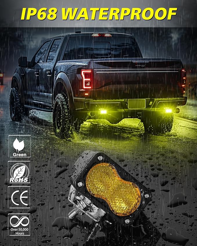 Yellow LED Pods, AKD Part 3" 40W Diffused CREE LED Pod Lights Yellow Chase Light Bars Scene Lights Ditch Camper Daytime Safety Signal Fishing Trailer Light for Truck Pickup Tractor Van Boat UTV
