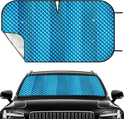 Windshield Sun Shade Car Sun Shade, Folding Car Shades for Front Windows, Blocks UV Rays Sun Visor Protector for Truck SUV Van, Keeps Vehicle Cool - Silver (55" x 29.5")