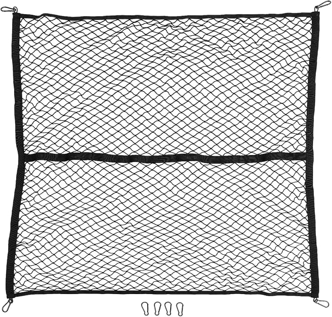 Cargo Net Compatible with 2022-2026 Ford Maverick 2021-2026 F150 Truck Storage Net Dense Mesh Single Layer Stretchable Adjustable Elastic with 8 Hooks for 2025 Exterior Accessories (4'×4')