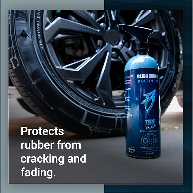 Bling Sauce Platinum Tire Sauce, Peppermint Scent, Natural Look Tire Shine for Cars, Trucks, SUVs, 24oz.