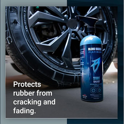 Bling Sauce Platinum Tire Sauce, Peppermint Scent, Natural Look Tire Shine for Cars, Trucks, SUVs, 24oz.