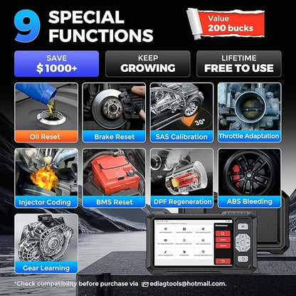 KINGBOLEN OBD2 Scanner S608, 2026 Bidirectional Scan Tool for ABS/SRS/Transmission/Engine, 9 Resets Oil Brake DPF Bleed Gear Injector Throttle BMS SAS, CAN FD & FCA/Renault SGW, Lifetime Free Update