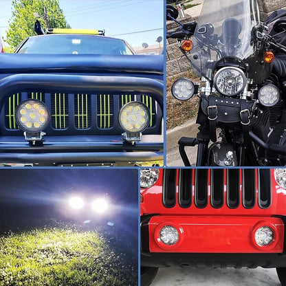 Nilight - NI16E-27W Led Light Bar 2PCS 4.5" 27w 3000LM Round Spot Light Pod Off Road Fog Driving Roof Bar Bumper for Jeep,SUV Truck , Hunters, 2 years Warranty