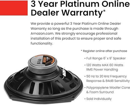 BOSS Audio Systems BRS69 6 x 9 Inch Replacement Car Door Speaker - 120 Watts Max, Sold Individually, 4 Ohms, Bocinas Para Carro