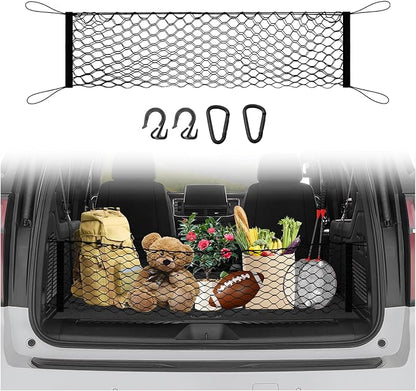 Karltys Envelope Style Cargo Net for 2021-2025 2026 Chevy Tahoe/Suburban/GMC Yukon Accessories, Adjustable Rear Trunk Cargo Net for Chevrolet Tahoe, Heavy Duty Elastic Netting Organizer for Yukon