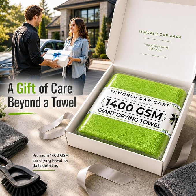 1400 GSM Car Drying Towels – XXL Microfiber Towels for Cars (48" x 24"), Ultra-Absorbent, Streak-Free, Scratch-Free, No Water Spots, Double-Twist Pile & Edgeless Design