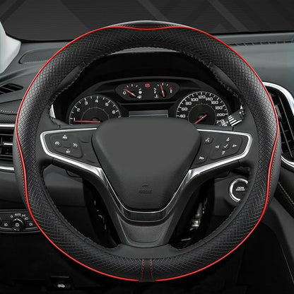 West Llama Customized Auto Car Steering Wheel Cover for Chevy 14.5-15 inches, Steering Wheel Cover for Chevrolet(Black Line-Standard Size)