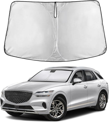 EcoNour Windshield Sunshade Compatible for Genesis GV70 2022-2024 2025 2026, Sun Visor for Front Windshield & Window Sun Shade Cover, UV Heat Blocker & Protector, Car Accessories
