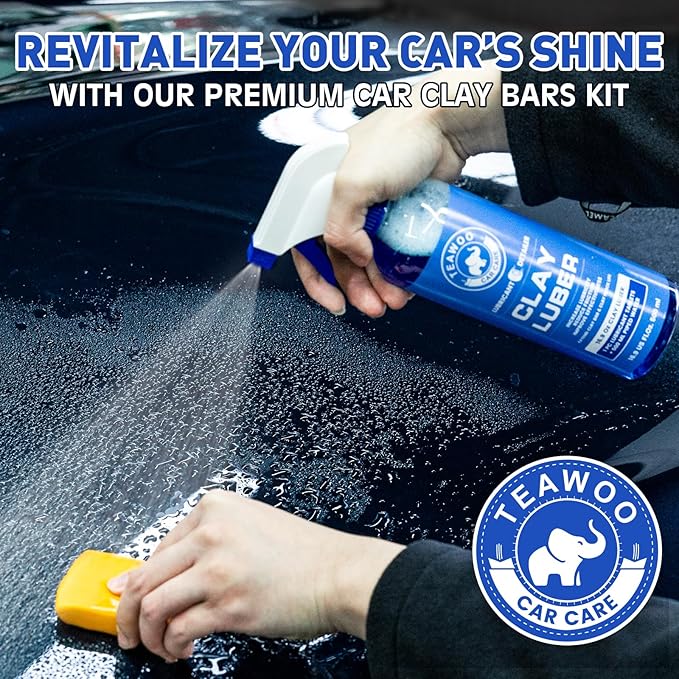 TEAWOO Clay Bars Kit, 6 Clay Bars & 20 PCS Lubricant Tablets, Complete Car Detailing Kit, Spray Bottle, Disposable Gloves and Microfiber Towels for Car Detailing Cleaning