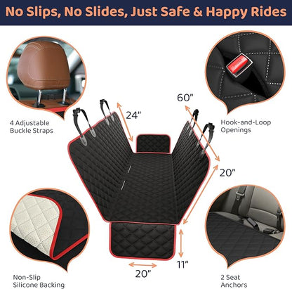 Petloox XL Dog Car Seat Cover for Back Seat, Waterproof Hammock for Car, SUV & Truck, Non-Slip Backseat Cover for Dogs, Heavy-Duty Dog Hammock Style Seat Protector Pets, Easy to Install & Clean