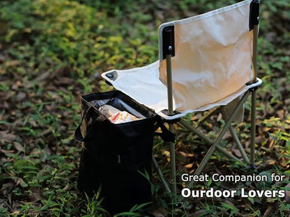 Ginsco New Leak-Proof Travel Trash Bag, Hanging Car Trash Can with Hook and Loop Lid and Handle, Multipurpose Trash Bin with Storage Pockets for Car SUV Truck RV Camping 2 Gallons, Black