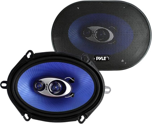 4) New Pyle PL573BL 5x7" 600 Watts 3-Way Car Coaxial Speakers Stereo Blue Four