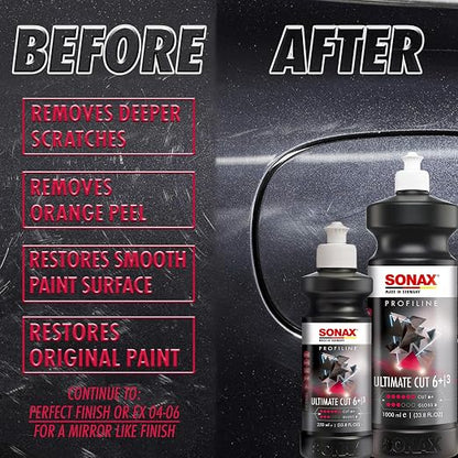 SONAX Ultimate Cut | Strong Abrasive Compound | Removes p1000 or Finer | Water Based Polish/Compound | Step 1 Compound | Removes Deep Scratches | Removes Sand Scratches | 250ml | 239141