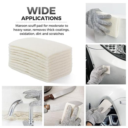 S SATC 6" x 9" White Light Duty General Purpose Scuff Pads,10 Pack Automotive Pads for Scuffing,Scouring,Sanding,Paint Primer Prep Adhesion Scratch for Woodworking,Automotive Restoration