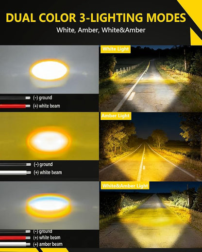 4 Inch LED Pods Driving Lights, 48W Rectangle Offroad Lights Cube Spotlights with Amber&White DRL, 120° Combo Beam 3 Modes LED Auxiliary Lights with Wiring Harness for Trucks SUV ATV UTV Motorcycle