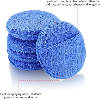 wugongshan 10 Pcs Microfiber Wax Applicator Pads, Ultra-Soft Microfiber Wax Foam Applicators Pads, Car Auto Care Buffing Detail Polishing Foam Pads Applicators for Car Cleaning Fine Polishing