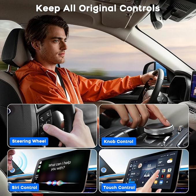 2026 Upgrade 3 in 1 Screen Mirror iOS Phone, Wired to Wireless CarPlay Adapter, 5.0GHz Bluetooth 5.4 Dongle for OEM Wired CarPlay（Not for Netflix/Hulu）