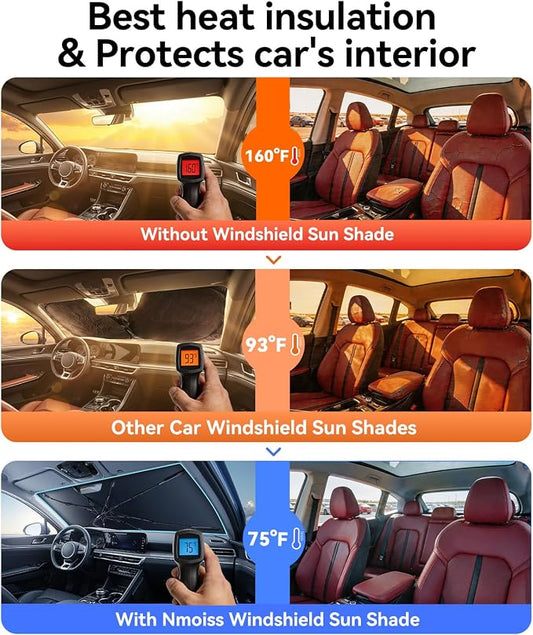 Nmoiss [Vinyl Coating Heat Shield] Windshield Sun Shade Umbrella for KIA K5 2021-2026 Accessories, Protect Car from Sun Rays & Heat Damage Keep Cool and Protect Interior