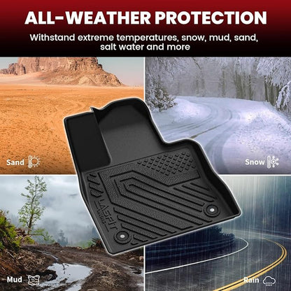LASFIT Floor Mats & Cargo with Backrest Mat for Ford Explorer 7 Seats 2020-2025 2026 7 Passenger(Not Fit 6 Seats), Custom Fit All Weather Protector TPE Easy Clean Floor Liners, 5pcs Full Set Black