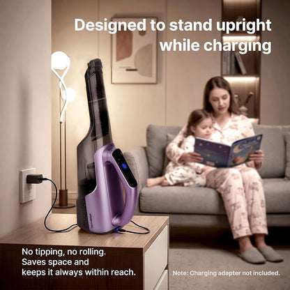 Shop-Vac S2 12V Handheld Vacuum Cordless, Dual-Speed Powerful Portable Car Vacuum Rechargeable, Wall-Mounted Lightweight Hand Vacuum for Home & Car, LED Light, HEPA Filter, Purple