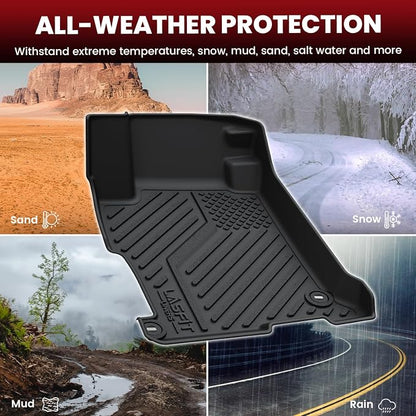 LASFIT Floor Mats for Honda Accord Sedan 2017 2016 2015 2014 2013, All Weather TPE Custom Fit Anti-Slip Car Floor Liner, 1st & 2nd Row, Black (Not for Coupe)