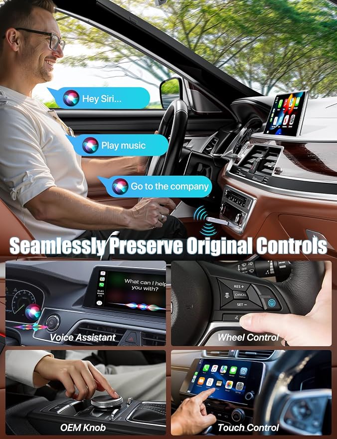 Wireless CarPlay Adapter for iPhone - Wired to Wireless CarPlay Converter, Stable & No-Lag, Dual USB-A/USB-C Ports, Compatible with iPhone 6+ & 2015+ Year Vehicles with OEM CarPlay
