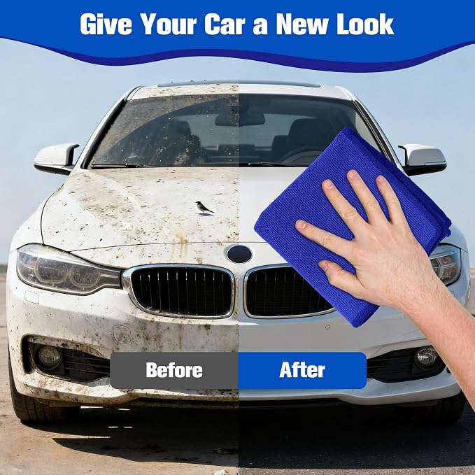 Clay Towel 12 x 12 Inch, Blue Clay Bar Towel for Auto Detailing Microfiber Car Cloth Cleaner Automotive for Car Detailing