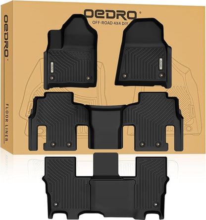OEDRO Floor Mat Fit for 2022-2025 Jeep Wagoneer & 2023-2025 Wagoneer L(8 Passenger Model), TPE All Weather Custom Fit Floor Liners for Wagoneer Accessories, 1st & 2nd & 3rd Row Car Mats Set, Black