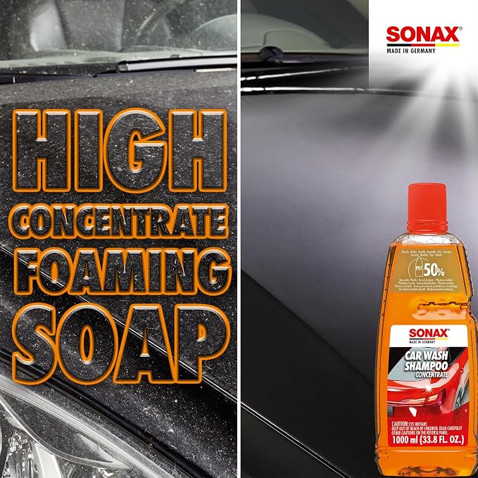 SONAX Ultimate Car Detailing Kit | 11-Piece Complete Car Care Set | Car Wash Shampoo, Wheel Cleaner, Tire Gloss Gel, Ceramic Detailer, Dashboard & Glass Cleaner | Microfiber Towels, Wash Mitt & Bucket