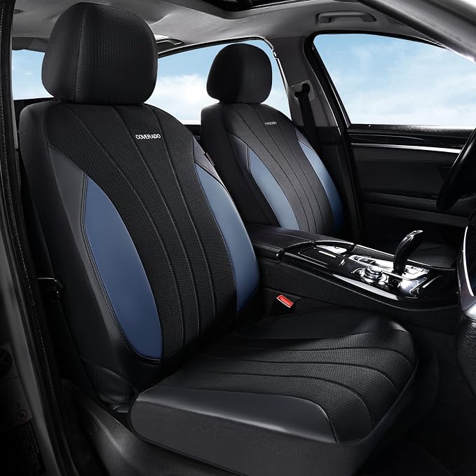 Coverado Car Seat Covers, Auto Car Seat Covers 5 Seats, Mesh Breathable Blue Seat Protectors for Car, Driver Seat Covers Universal Fit for SUV, Truck, Vans, Sedan