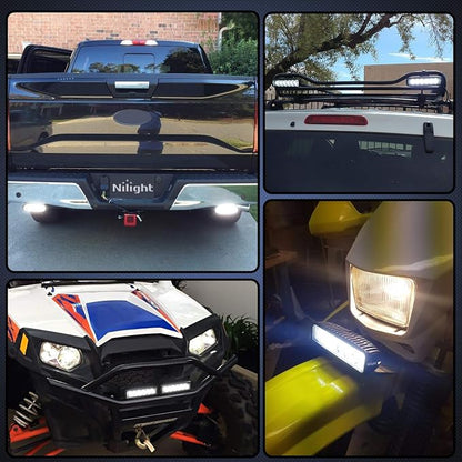 Nilight - 15019S-D Led Light Bar 4PCS 18w Spot Driving Fog Light Off Road Lights Boat Lights Driving Lights Led Work Light SUV Jeep Lamp
