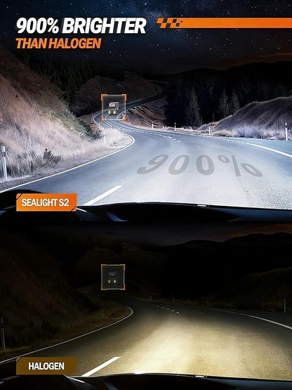 SEALIGHT H7 Fog Bulbs 60000LM S2 Series Wireless H7 Fog Lights, 6500K 1:1 Real Size Easy Installation, No Adapter Required, ATV Prioritized 10 Years Lifespan- Pack of 2