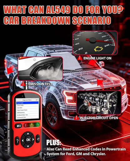 Autel OBD2 Scanner AutoLink AL549: Check Engine Code Reader ABS Diagnostic Tool, Universal Car Battery & Alternator Test, Upgrade Ver. of Autel AL519 MaxiLink ML519 OBDII CAN Diagnostic Scan Tool