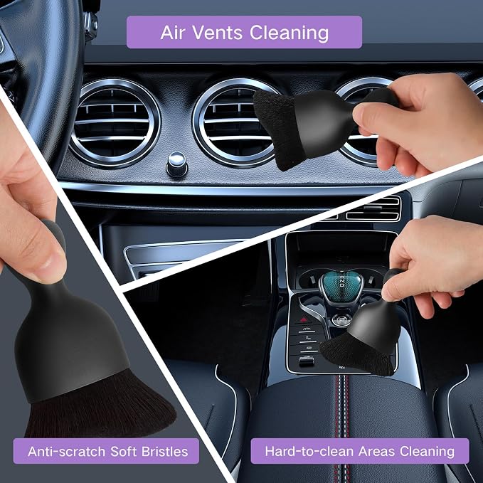 Qydipclin 7pcs Windshield Cleaner Tool Car Window Cleaning Wash Kit with 4 Reusable Microfiber Pads 1 Spray Bottle and Extendable Handle Auto Glass Wiper Kit, Purple