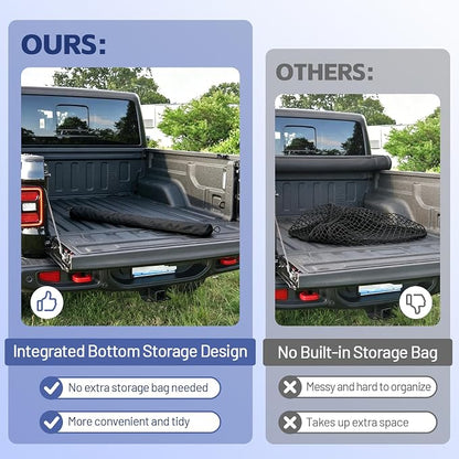 Cargo Net for Ford F-Series 2015-2026, Nissan Titan 2016-2024 | Heavy Duty Truck Bed Organizer, Highly Elastic Tailgate Net with Carabiners, Weatherproof Mesh Cover with Attached Zipper Bag