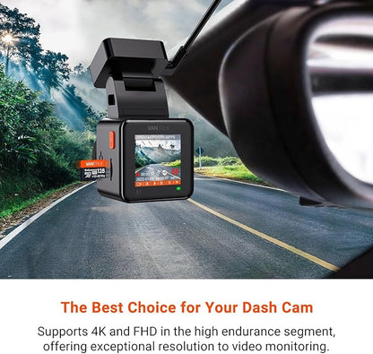 Vantrue 128GB U3 microSDXC UHS-I 4K UHD Video Monitoring Memory Card with Adapter for Dash Cams, Body Cams, Action Camera, Other Surveillance & Security Cams