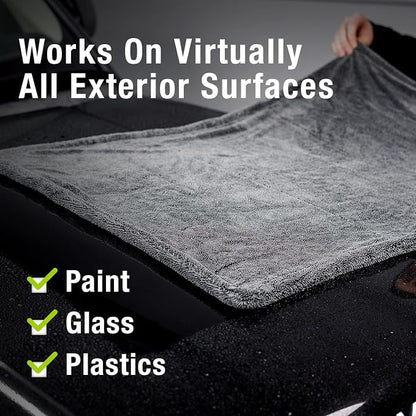 ExoForma Mega Car Drying Towel - Holds Up to 9 lbs, No Streaks, Scratches, or Water Spots | 1200 GSM Microfiber Double Twist Pile & Edgeless Design, 1 Quick & Effortless Dry, 2 Pack - 24” x 36”