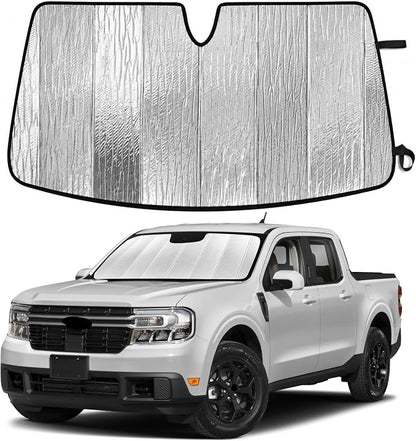 EcoNour Accordion Foldable Windshield Sun Shade Fit for Ford Maverick 2021-2024 2025 2026 Sunshade, Front Car Window Shades Sun Visor, Blocks UV Rays & Heat, Car Accessories