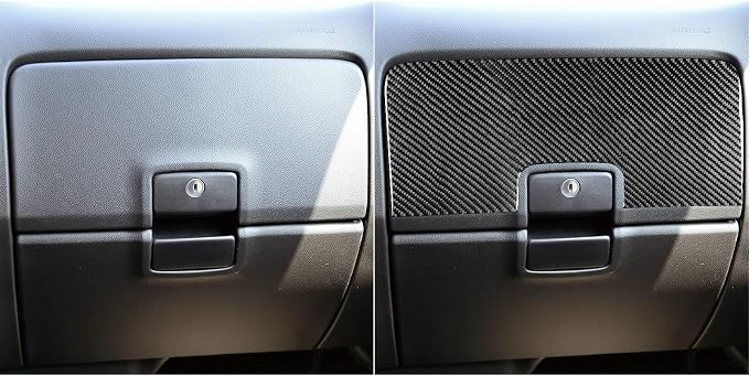 Real Carbon Fiber Fit for Chevy Silverado/GMC Sierra 1500 2014-2018 for 2500/3500HD 2015-2019 Car Co-Pilot Glove Box Panel Trim Dash Decals Sticker Decor Auto Interior Accessories Cover Black