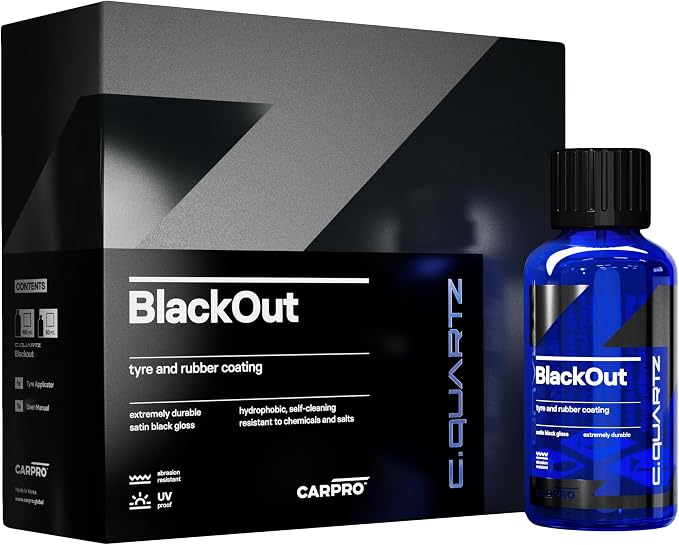 CARPRO CQUARTZ Blackout - Tire Coating and Dressing for Trim and Rubber, Polysiloxane and Durable on Unpainted Resin Materials (50mL)
