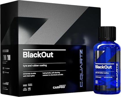 CARPRO CQUARTZ Blackout - Tire Coating and Dressing for Trim and Rubber, Polysiloxane and Durable on Unpainted Resin Materials (50mL)