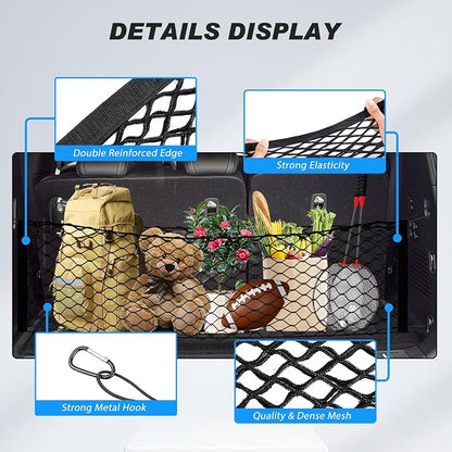Karltys Cargo Net for Subaru Forester 2019-2024 Trunk Net | Envelope Style Elastic Mesh Net | Heavy Duty Metal Hooks | Subaru Forester Accessories