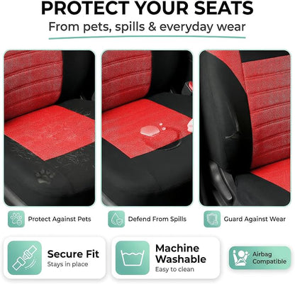 FH Group Automotive Car Seat Covers Front Set Premium 3D Air Mesh Front Seat Covers, Airbag Compatible Universal Fit Interior Accessories for Cars Trucks and SUVs - Red