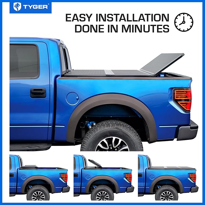 Tyger Auto T5 Tri-Fold Alloy Hardtop Truck Bed Tonneau Cover Compatible with 2024-2025 Ford Ranger | Fleetside 5' (61") Bed | TG-BC5F1022
