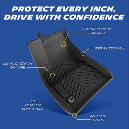 Michelin Vehicle Mat, All-Weather TPE Custom Fit Liner for Tesla Model 3 Floor Mats 2017-2023 (3 Piece), Premier B